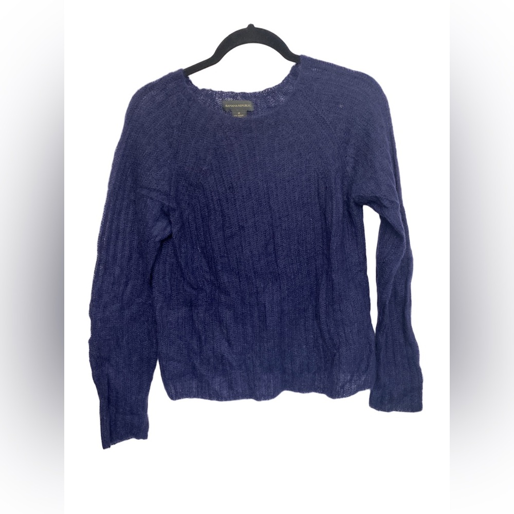 Banana Republic Mohair Blend Ribbed Sweater - Navy Blue